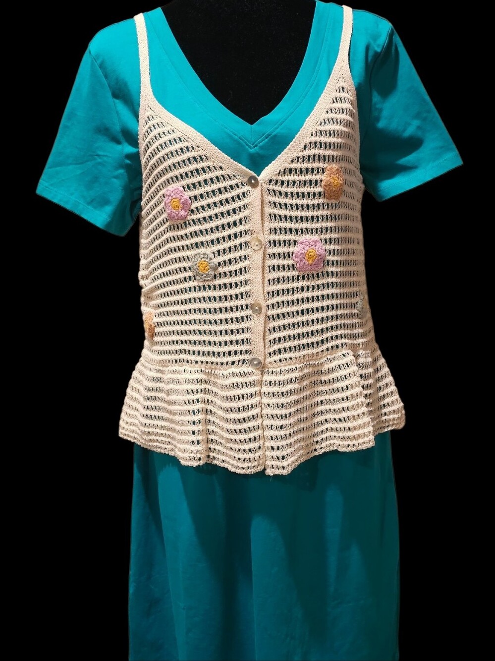 👗💕Calvin Klein- NWT Teal V-Neck T-Shirt  Dress